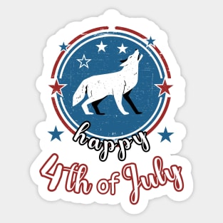 Happy 4th of July Howling Wolf Sticker